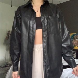 H&M black leather button up jacket worn once perfect condition